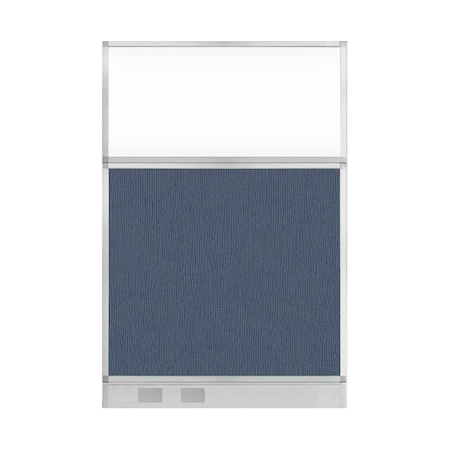 Versare Hush Panel Configurable Cubicle Partition 4' x 6' Ocean Fabric Clear Window w/ Cable Channel 1855615-2